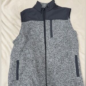Men’s Fleece Vest, Softshell Zip-Up Sleeveless Jacket with Stand-Up Collar